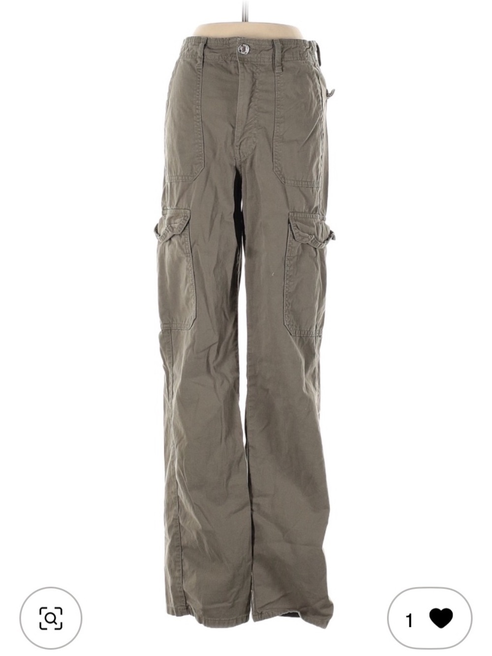 Zara Women's Olive Green Wide-Leg Cargo Pants